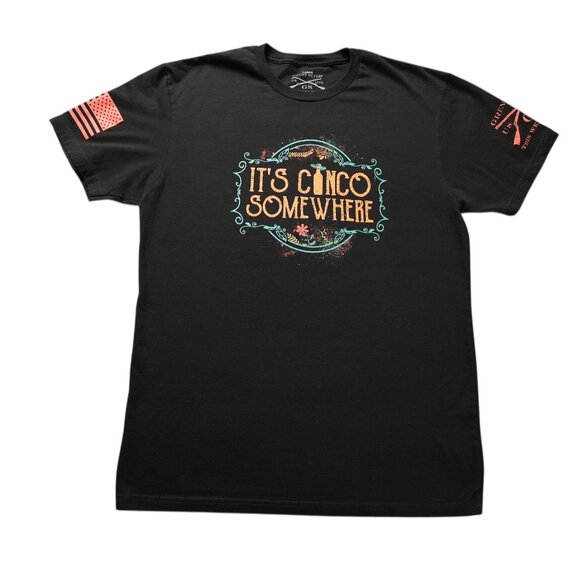 Grunt Style Short Sleeve Shirt Mens Size Large Black It's Cinco Somewhere Funny - Picture 1 of 8